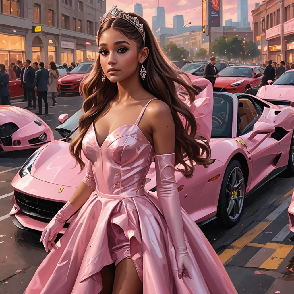 Woman in Pink Dress Portrait, Hyperdetailed Art