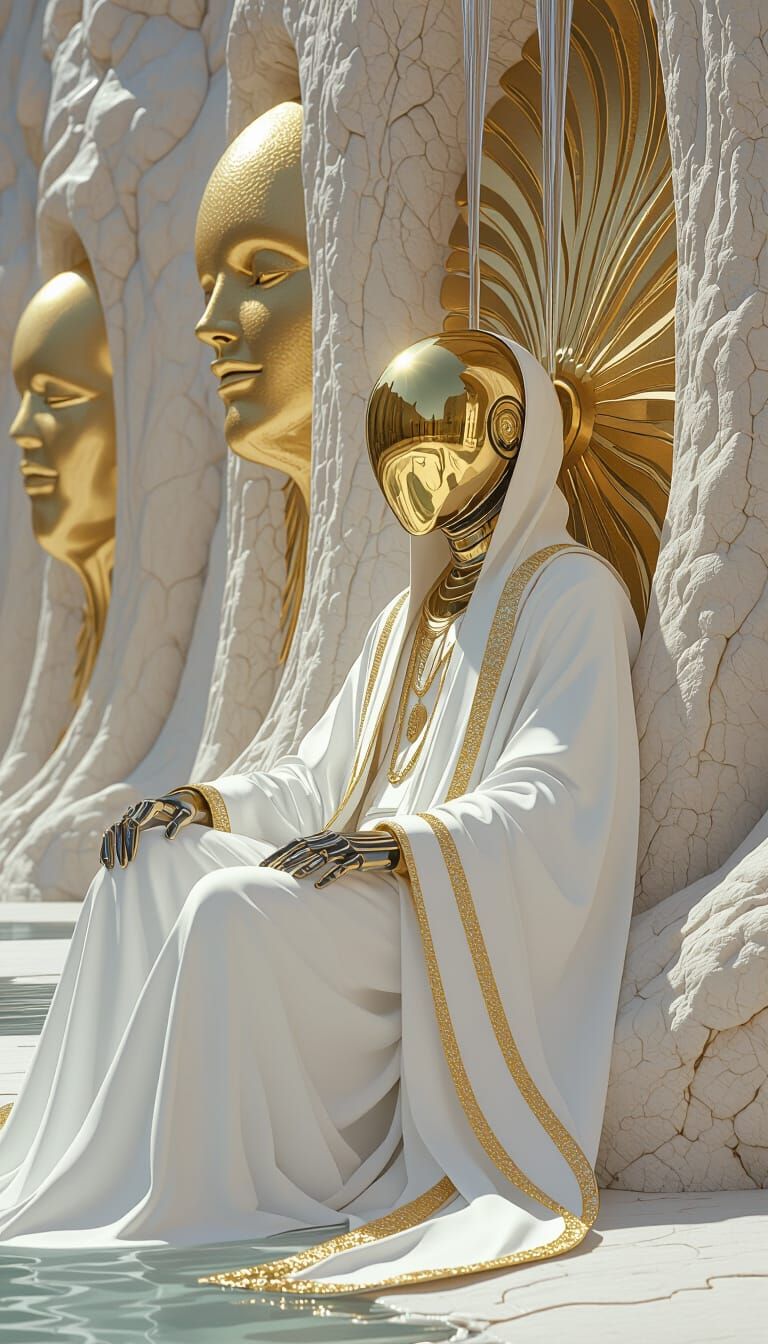 Golden Mirrored Figure by the Mouths of Thalassia