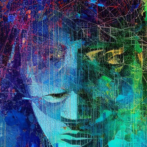 Blue Hexadecimal Code Silhouette in Watercolor Style