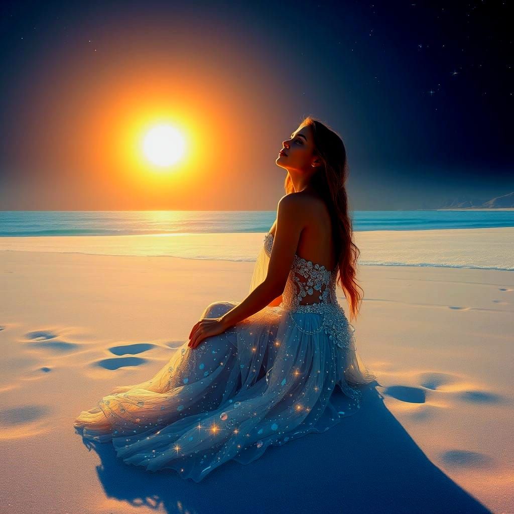 Dreamy Alien Beach at Sunset in Vibrant Purple Hues