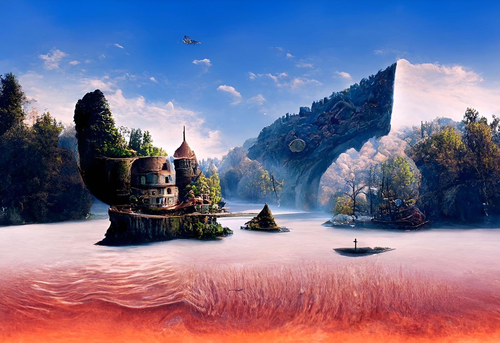 Fantastical Storybook Island Rendered in 3D