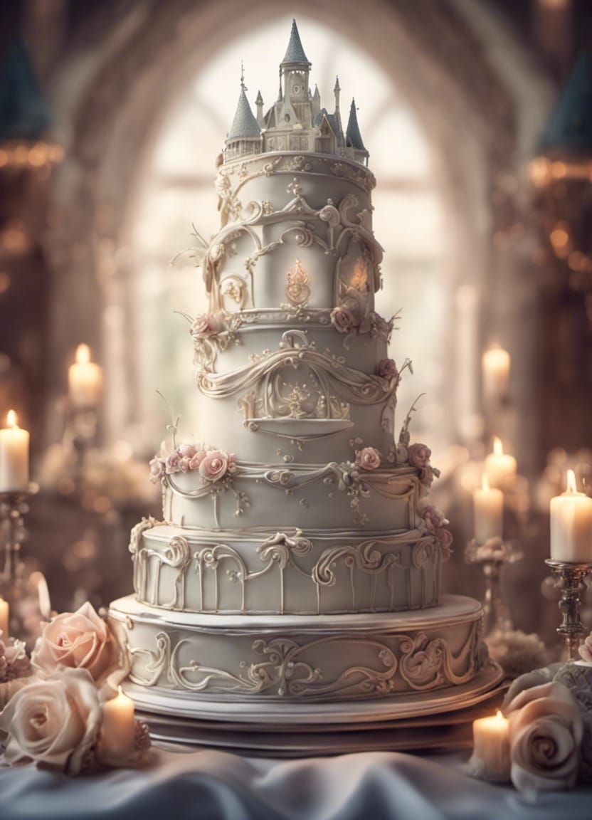 Cinderella Wedding Cake in Photorealistic Style