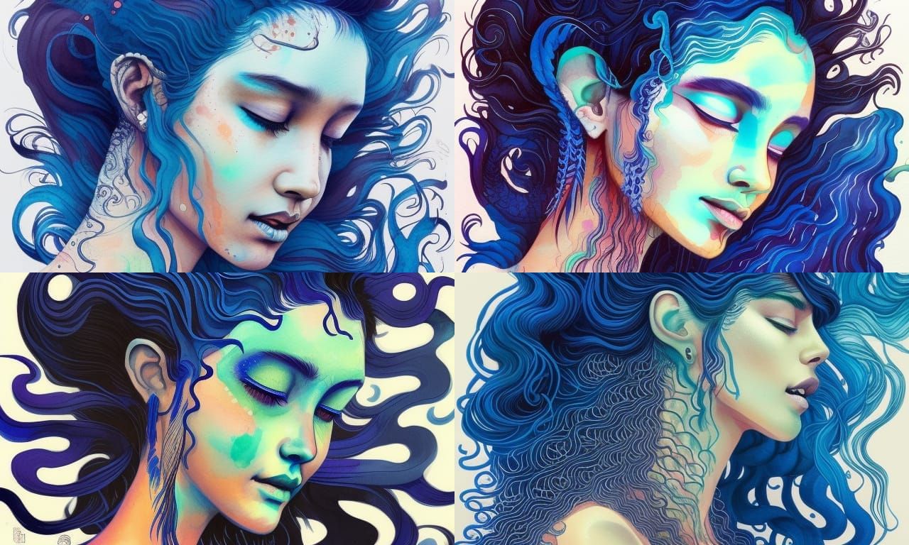 Intricate Maya Girl Portrait with Indigo Hair