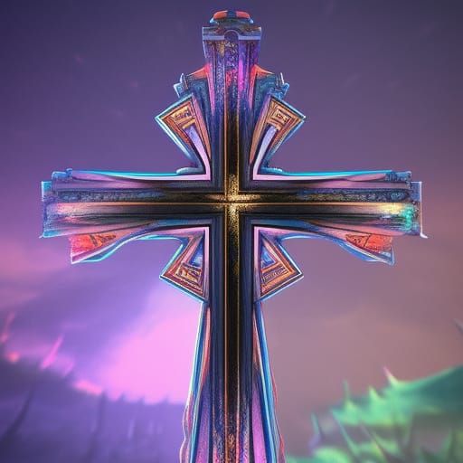 Illuminated Cross: A Matte Painting in Black Light