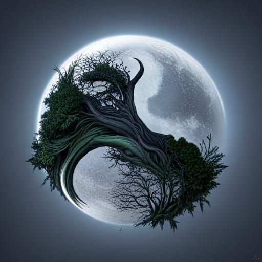 Realistic Ying Yang Symbol in Nature, 4K