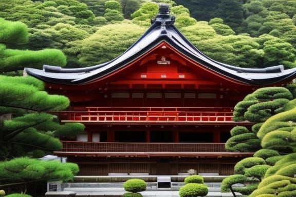 Japanese House Surrounded by Forest