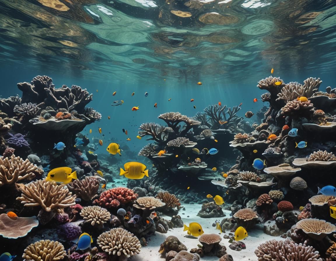 Underwater Coral Reef Landscape in Cinematic Style