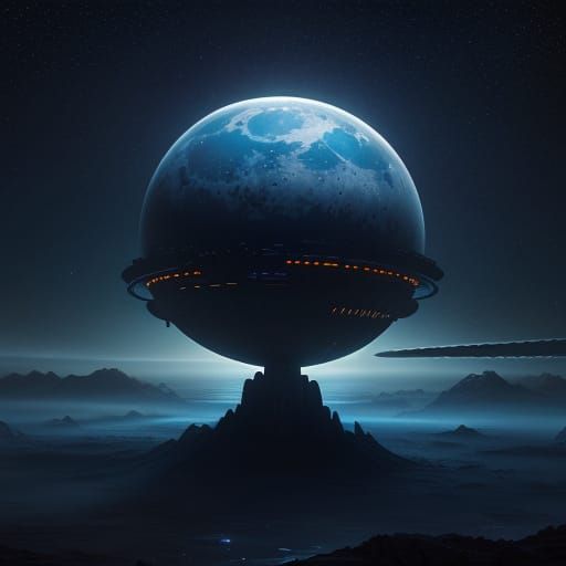 Alien Mothership Digital Matte Painting in Space