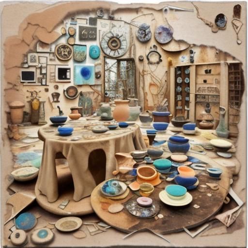 Eccentric Wabi-Sabi Pottery Collage