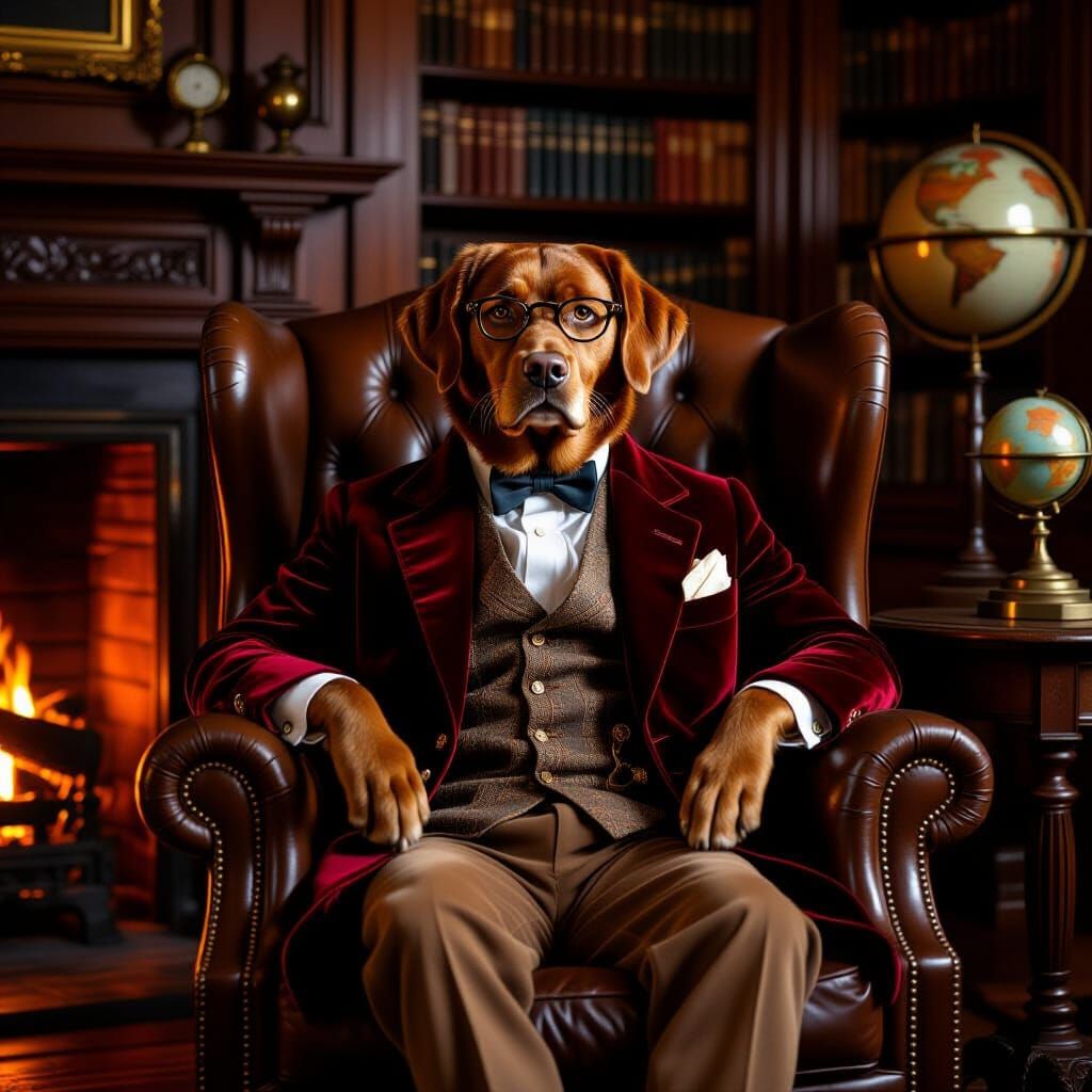 Distinguished Labrador Retriever in Rembrandt Style