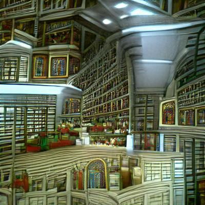 Hyperdetailed Grand Library with Countless Books