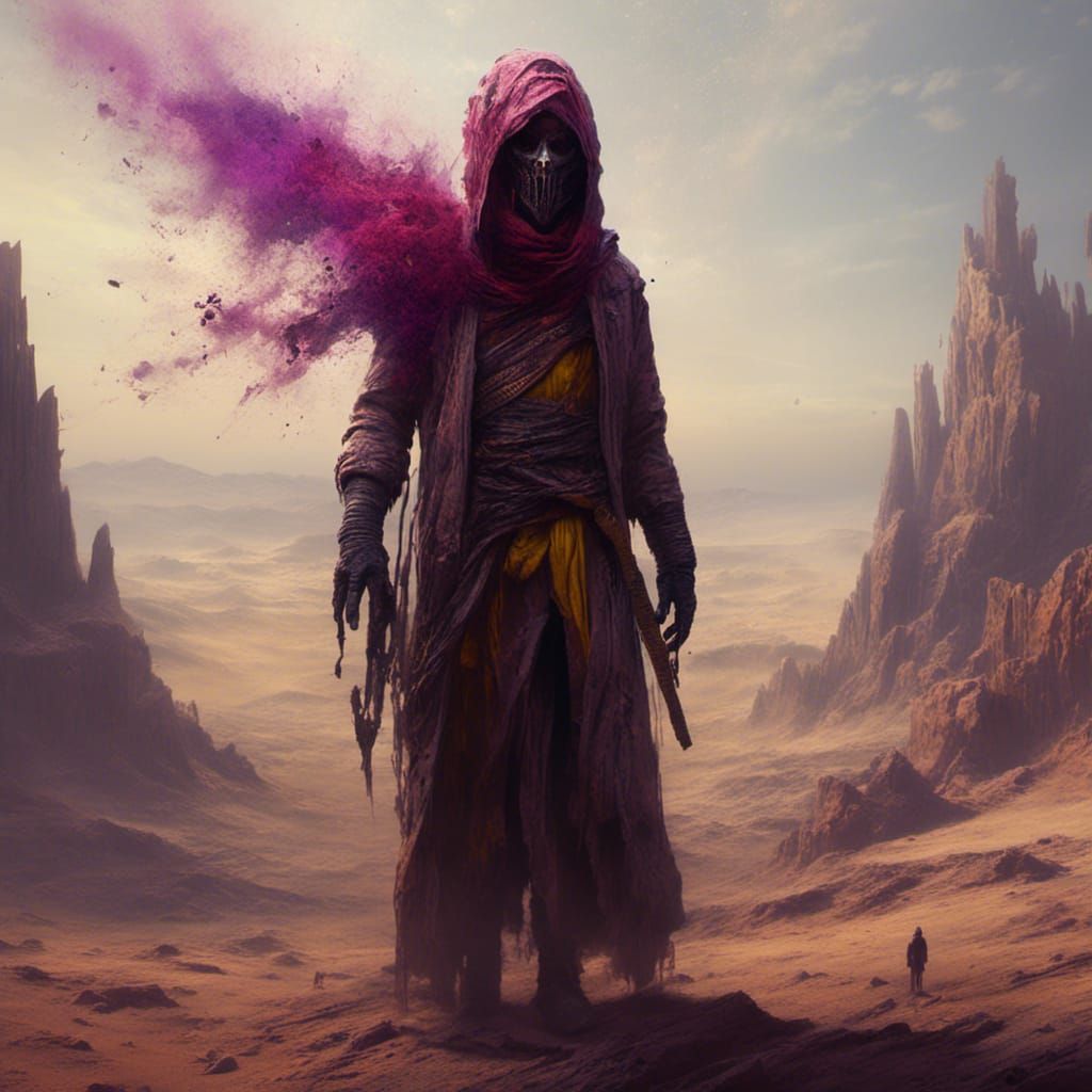 Merchant with Crimson Halo in Macabre Style