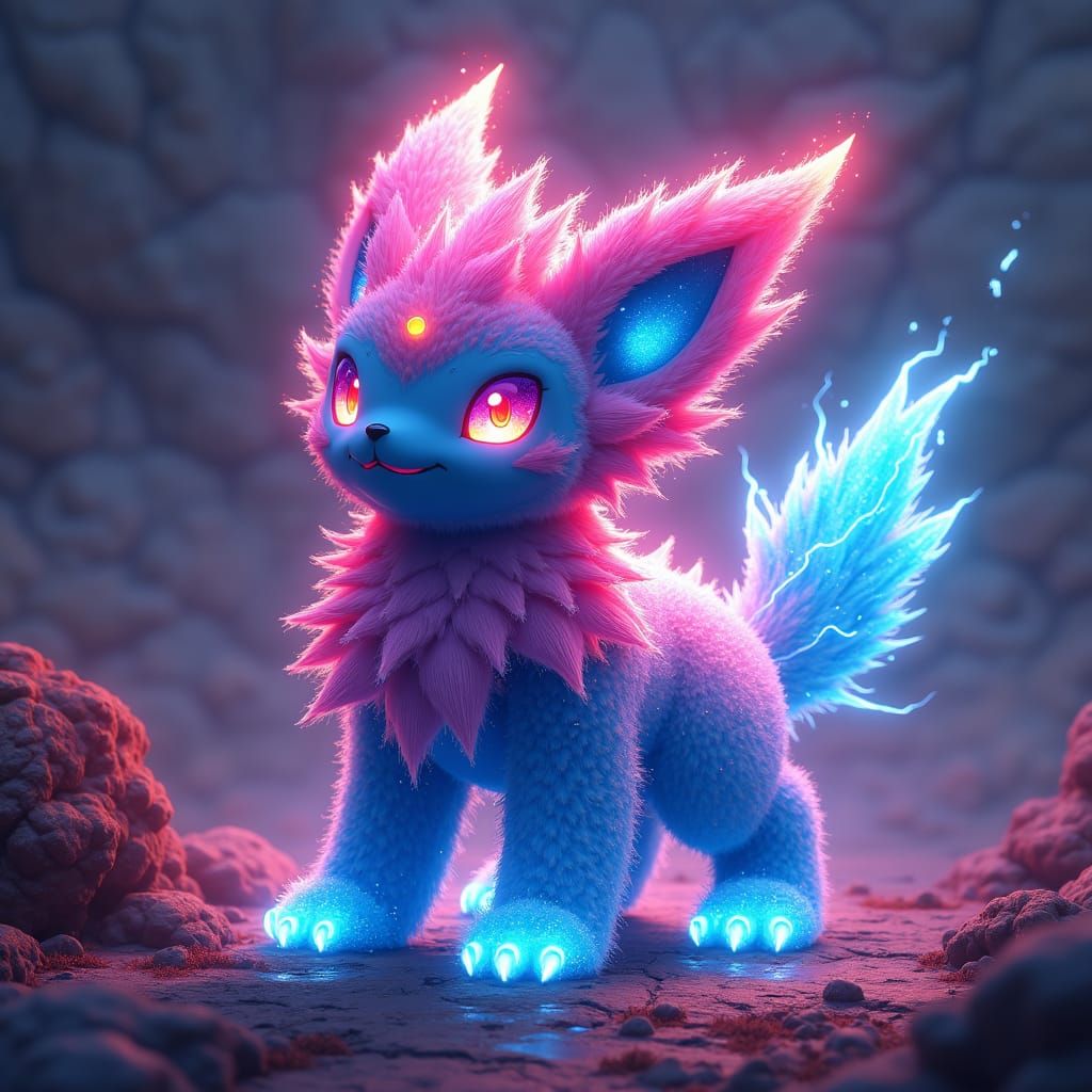 Iridescent Candy Pokémon Radiating Electric Energy