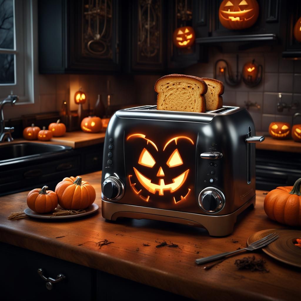 Halloween Toaster in Spooky Kitchen: Digital Painting