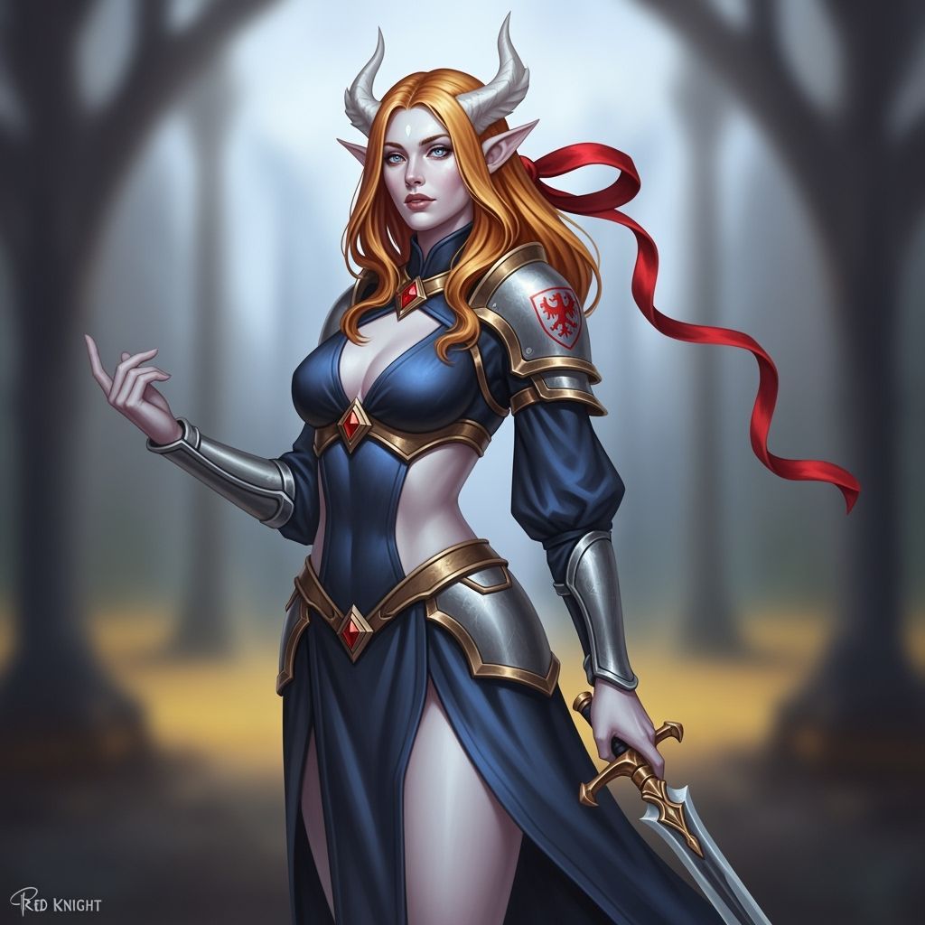 Aasimar High Cleric in Fantasy Landscape, Digital Art