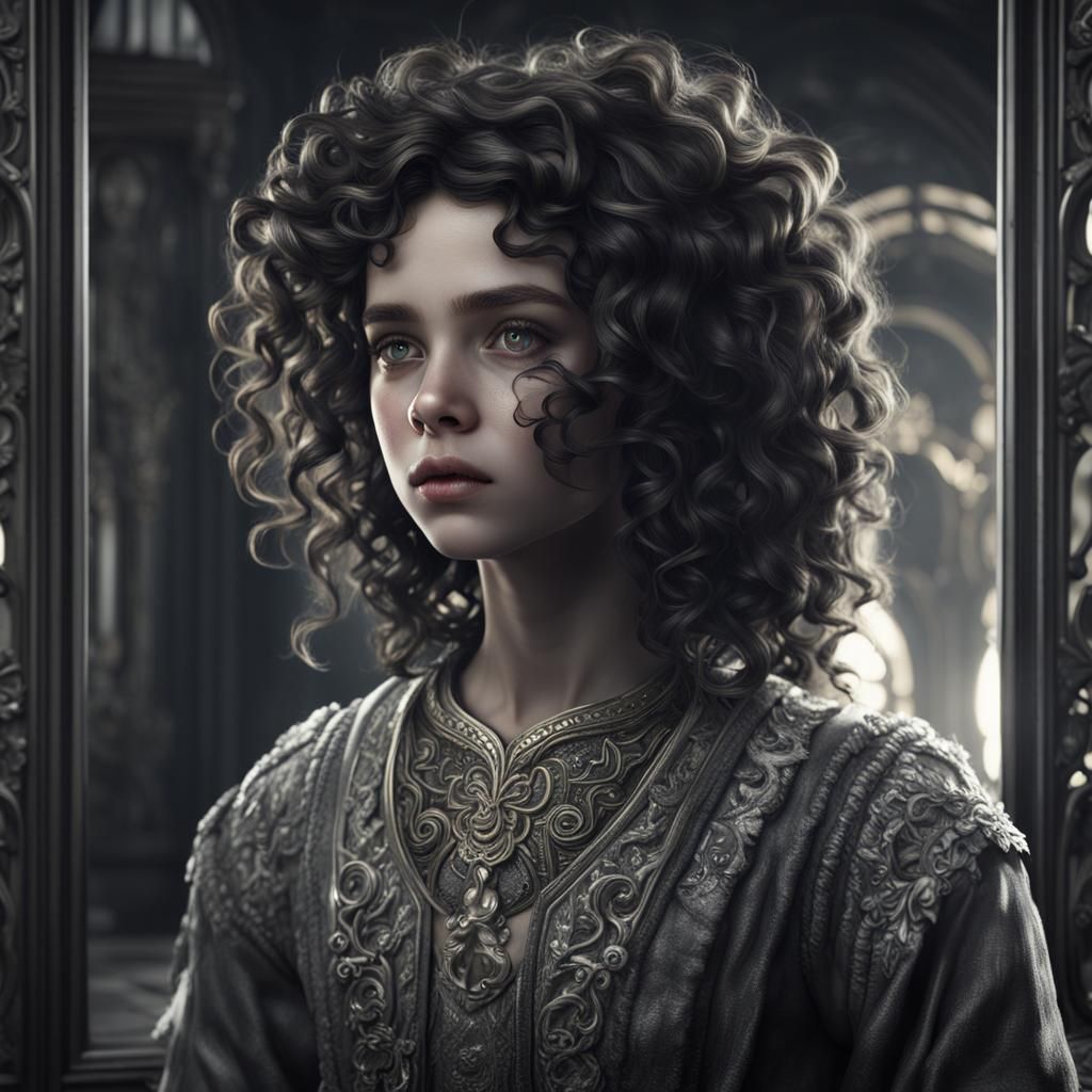 Woman Gazes in Mirror, Sees Baby Self