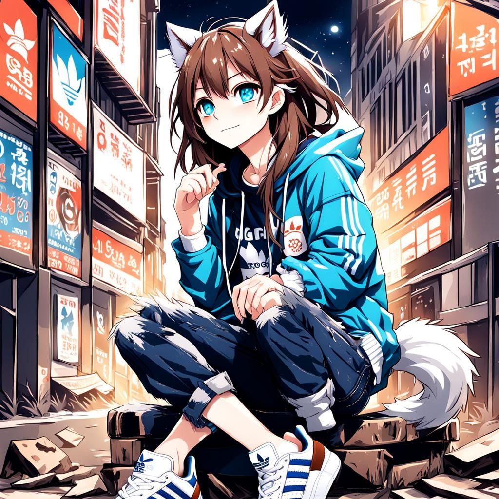 Cute Anime Werewolf Girl Wallpaper in Gacha Life Style