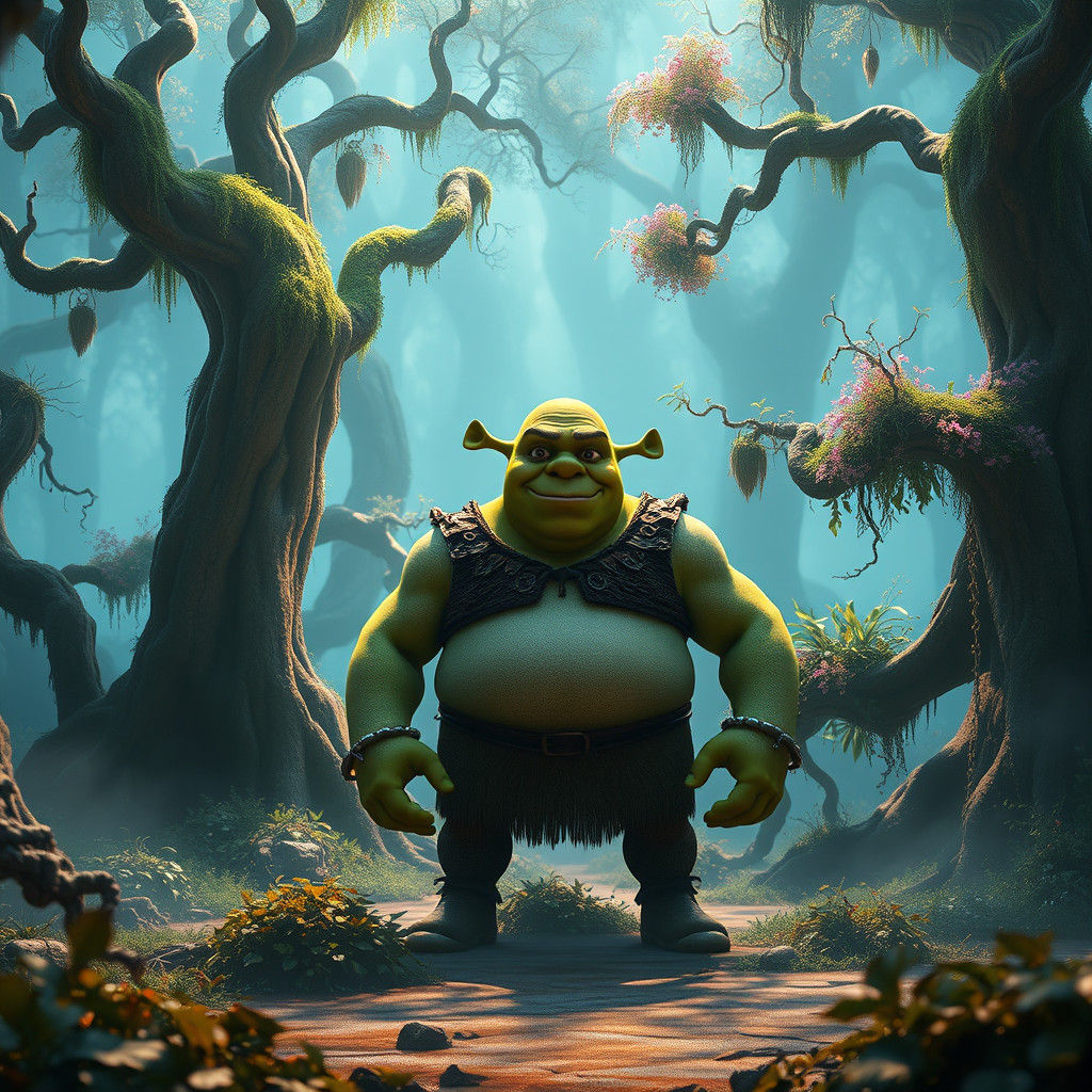 Majestic Ogre in Mystical Swamp: Hyper-Realistic ZBrush Art