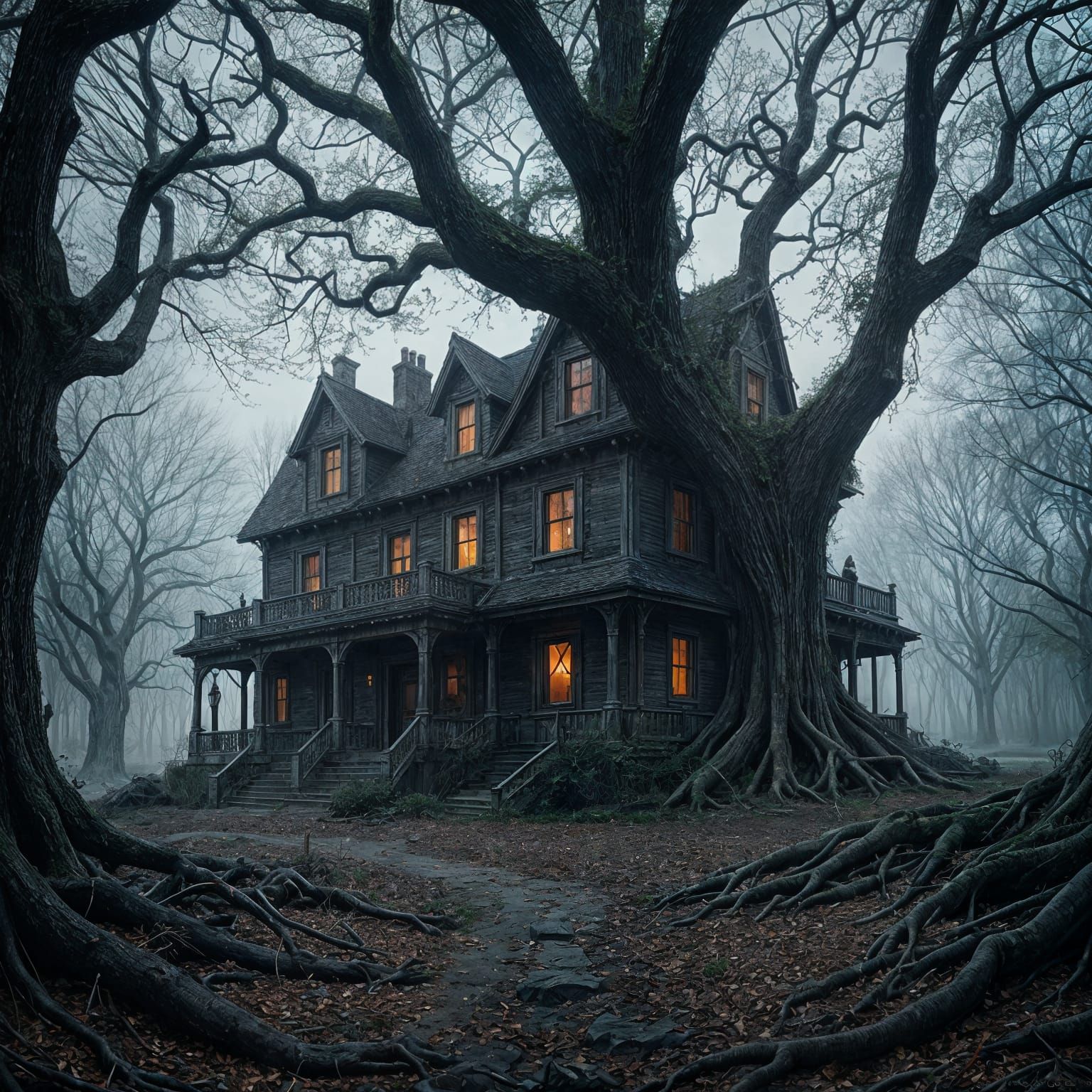 Eerie Kindergarten with Monsters, Horror Art