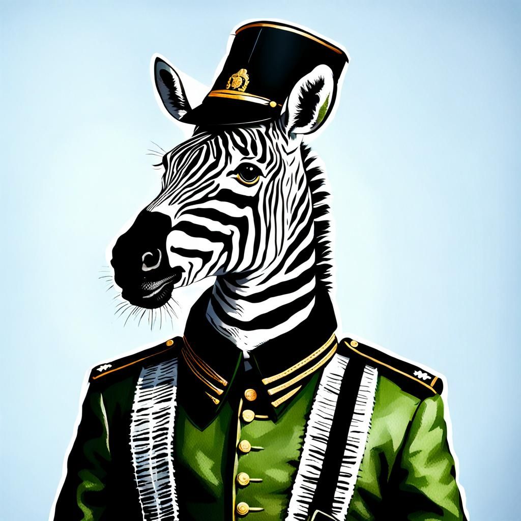 Zebra Soldier: An AI-Generated Military Portrait
