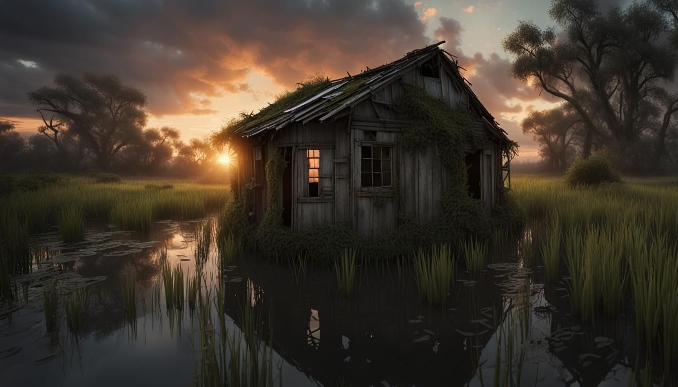 Swamp Shack at Dusk