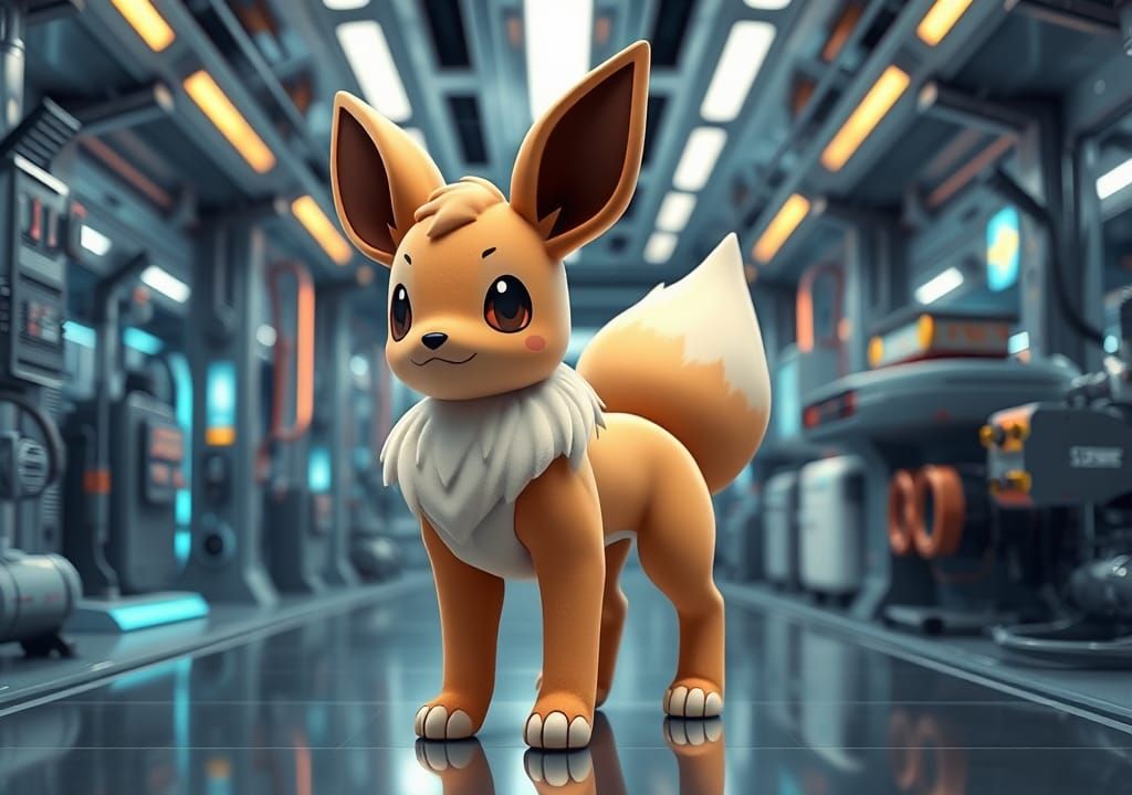 Pokémon in High-Tech Laboratory, Cell-Shaded Style