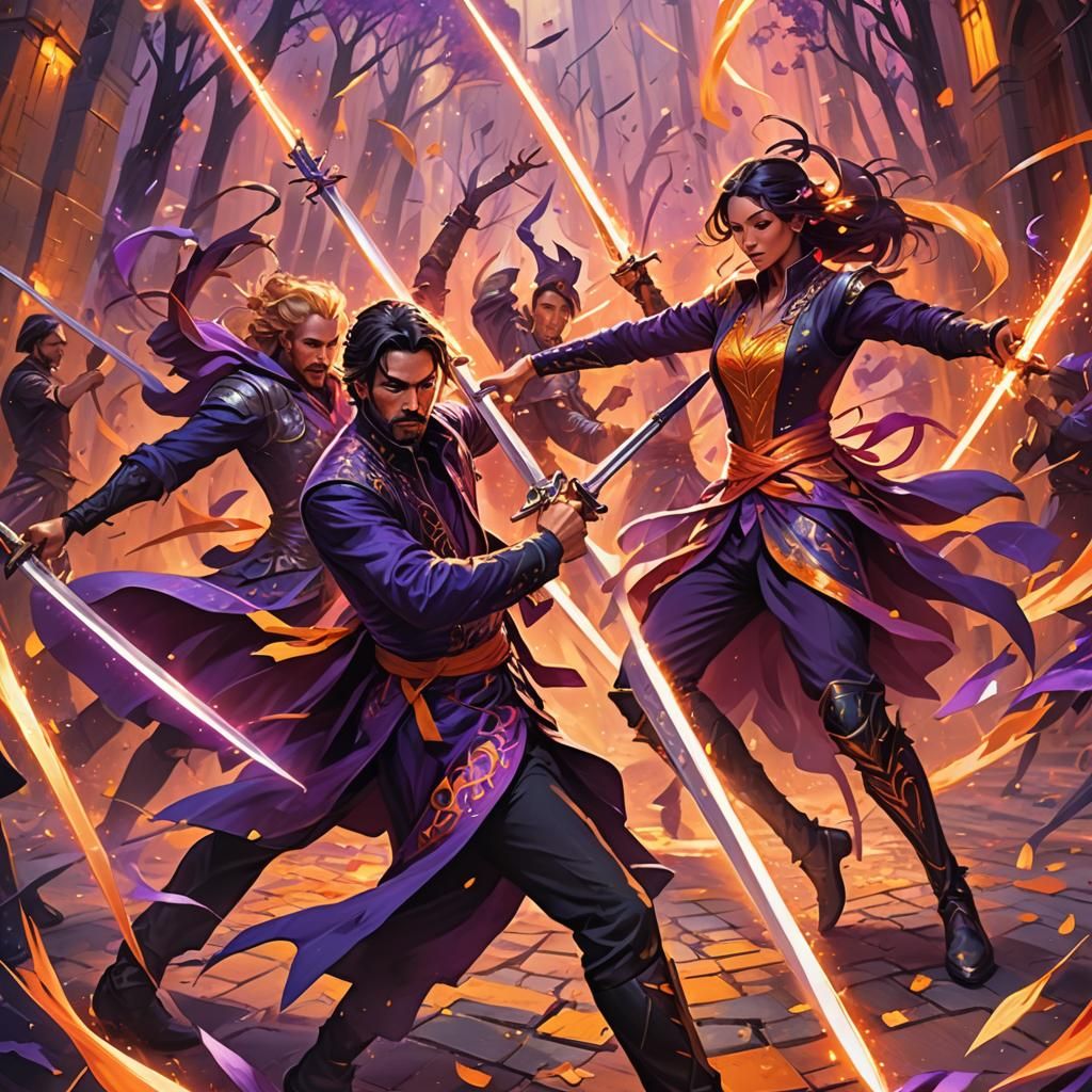 Enchanted Swords Tango on Mystical Tangerine Lane