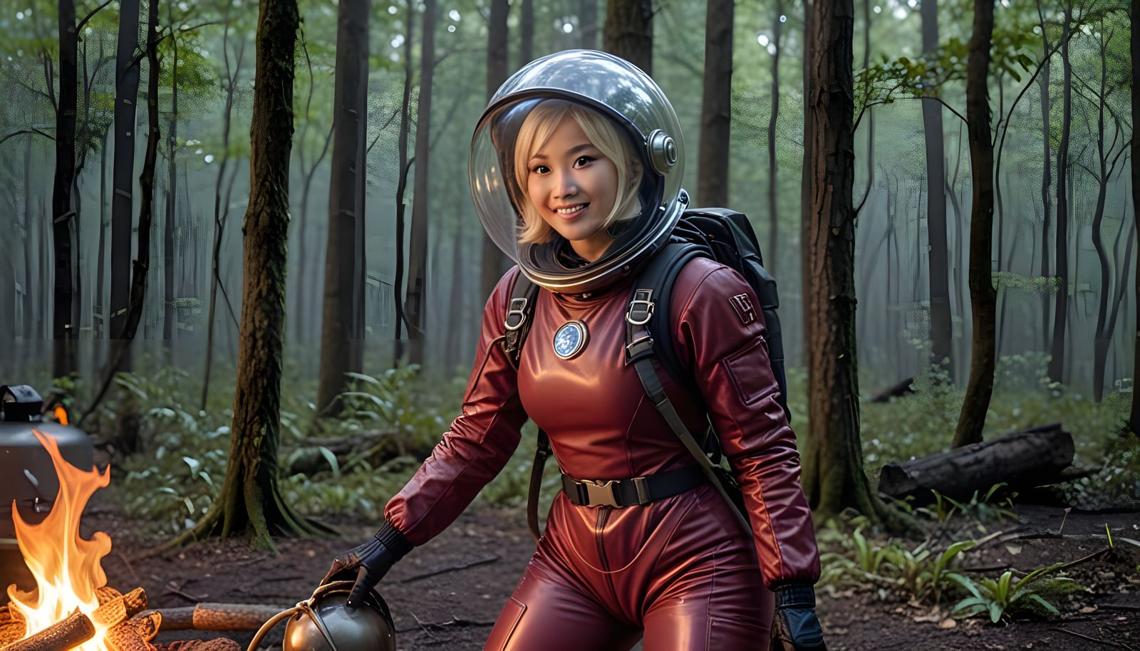 Thai Astronaut Campfire on Alien World in 8K