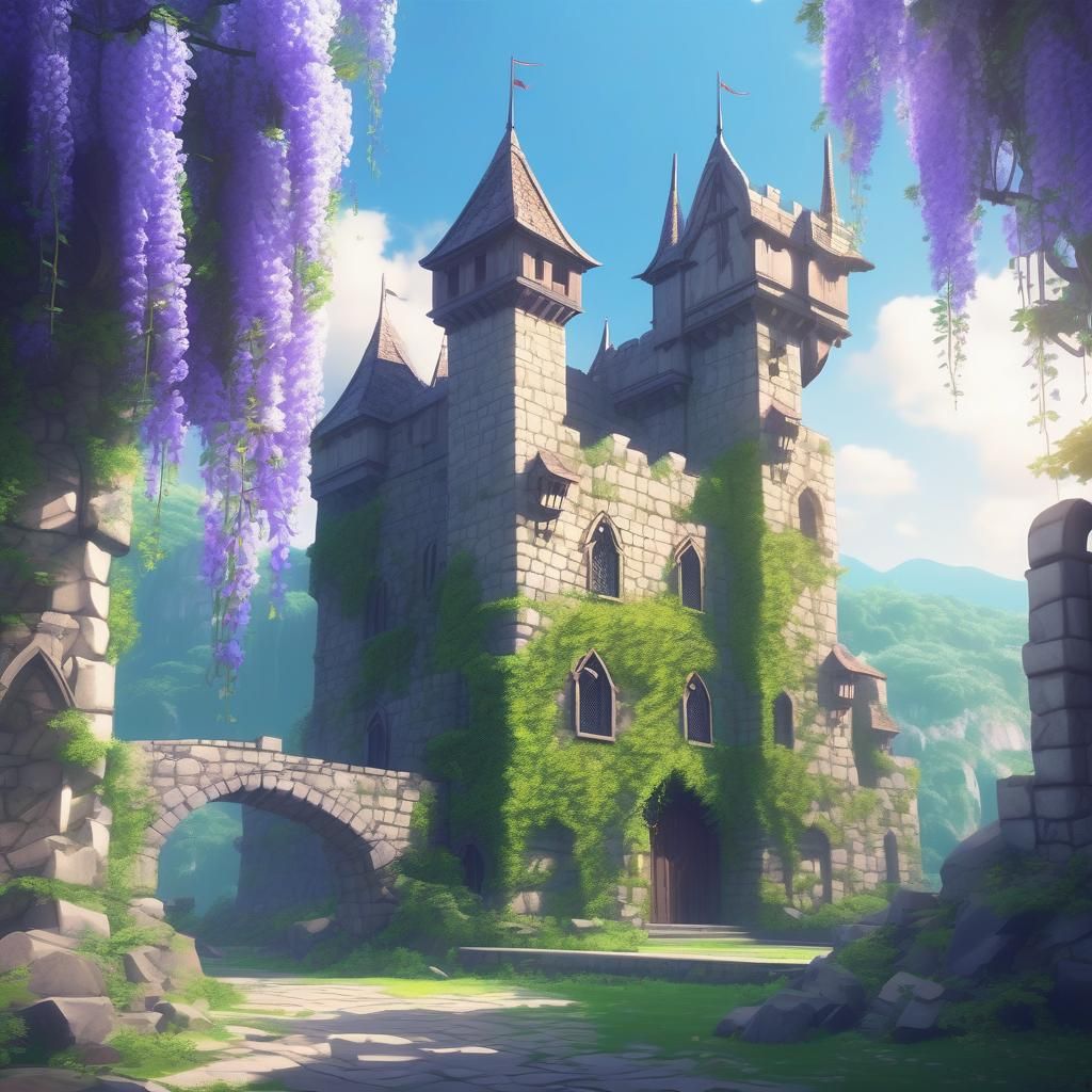 Anime Castle with Wisteria and Vines