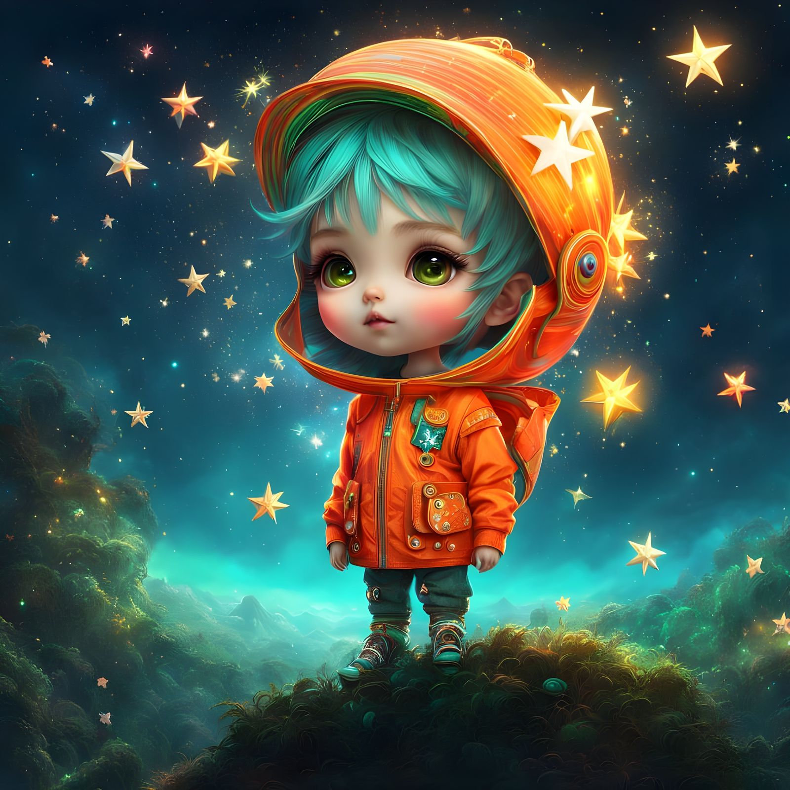 Adorable Neon Star Digital Art