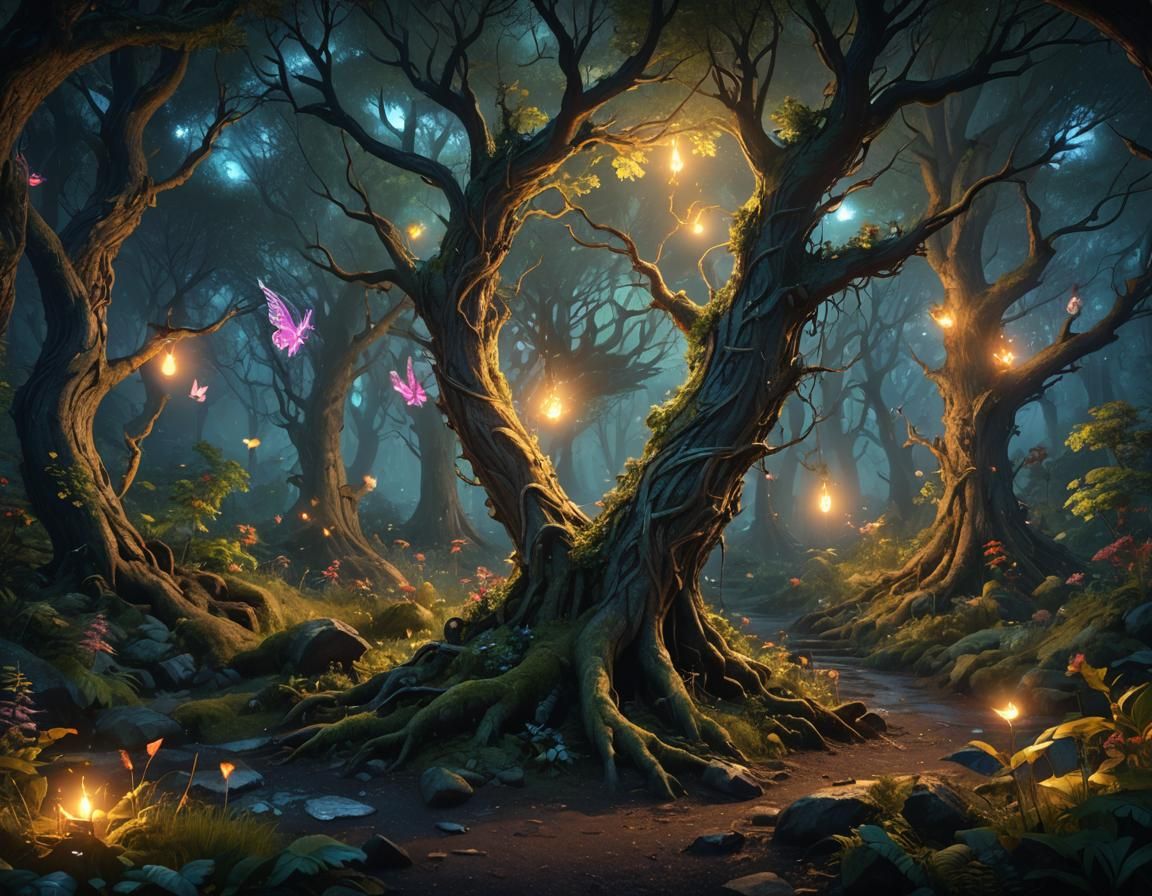 Enchanted Whispering Woods with Magic Tornado