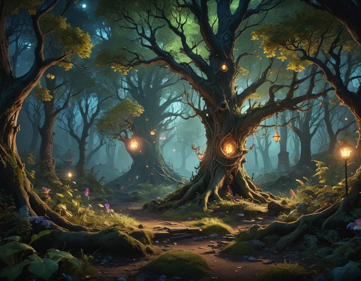 Enchanted Whispering Woods with Magic Tornado