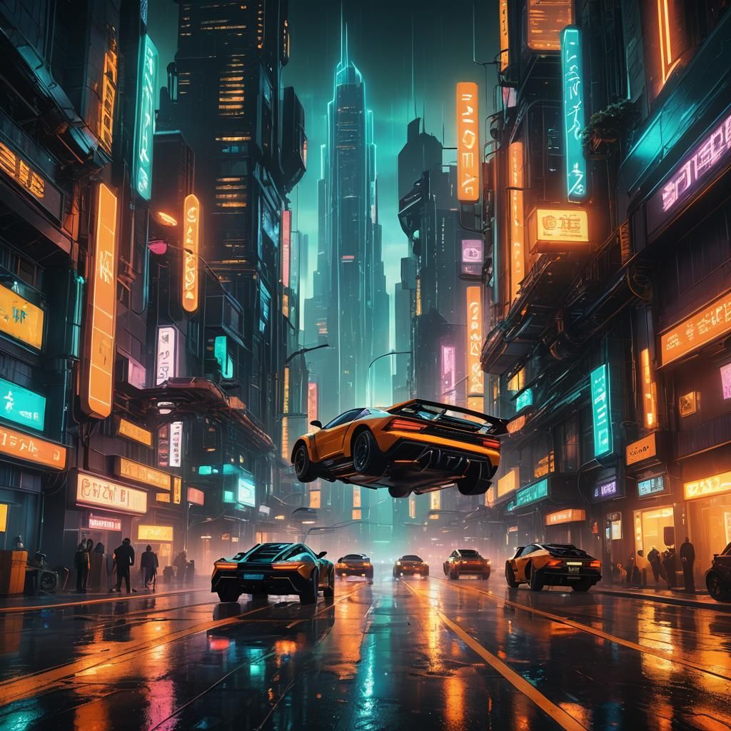 Futuristic Neon City Concept Art