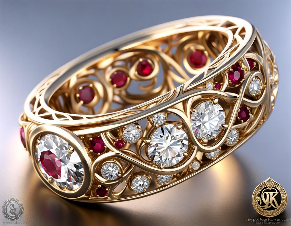 Diamond DNA Ring in Art Nouveau Style