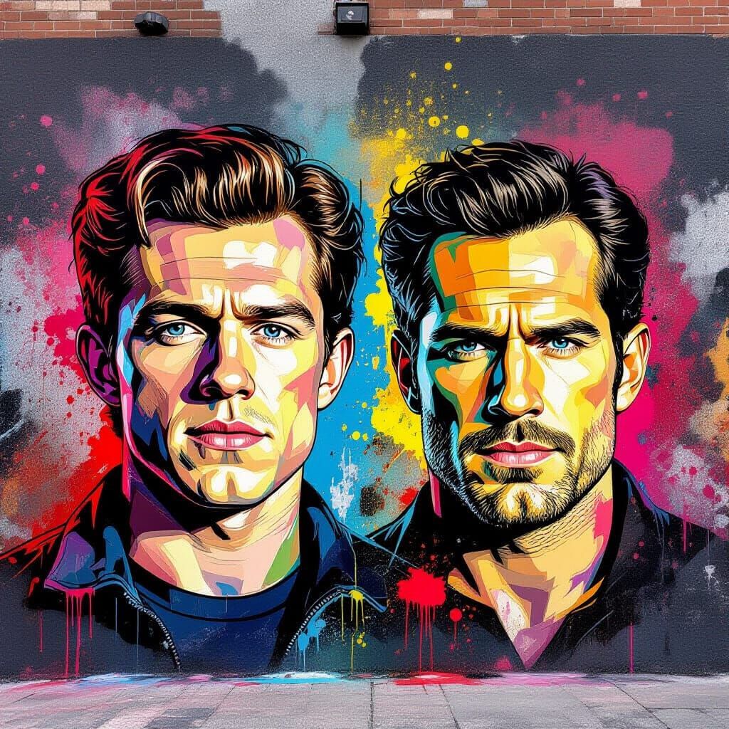 Tom Holland & Henry Cavill Street Art Mural