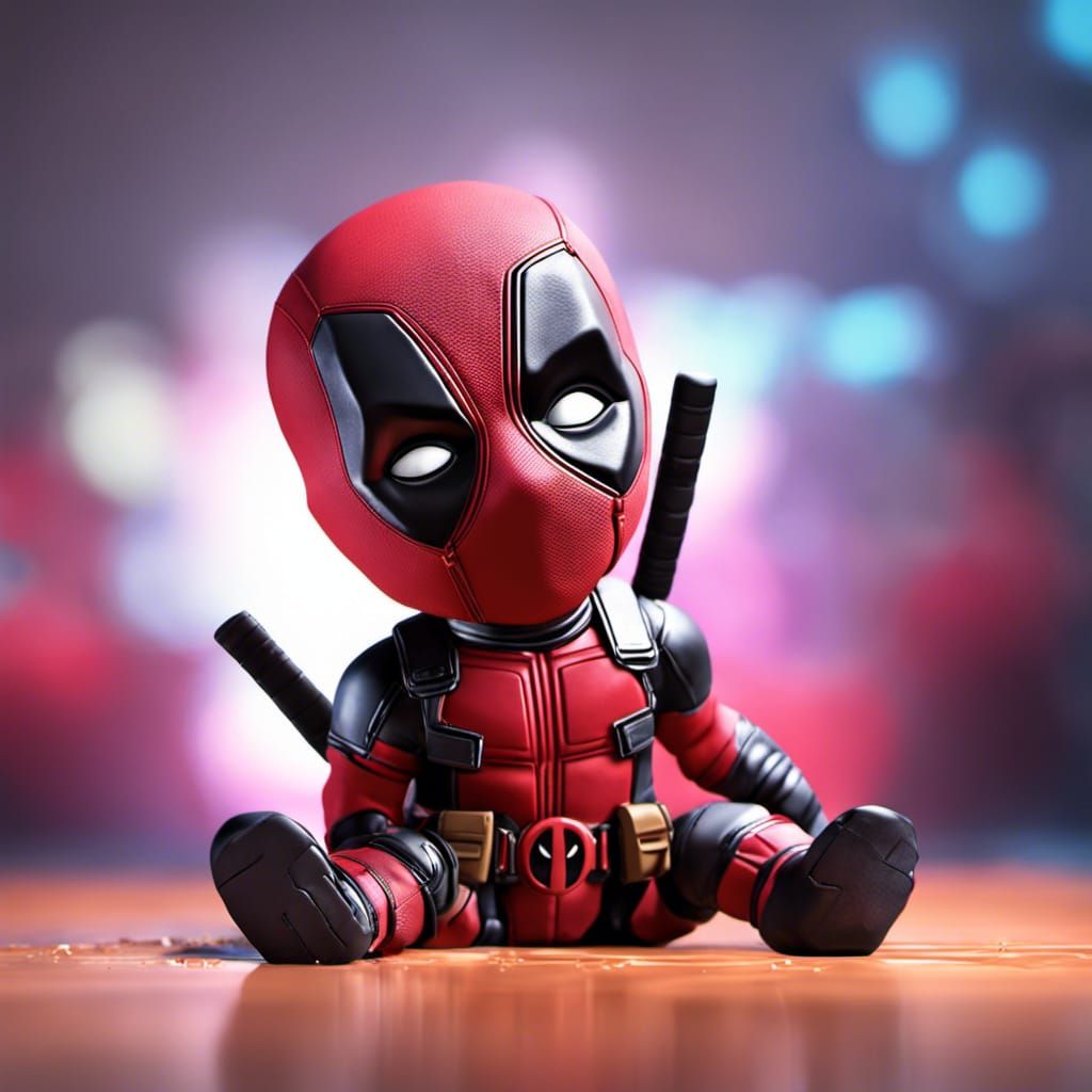Hyperrealistic Baby Deadpool in Cinematic 8k