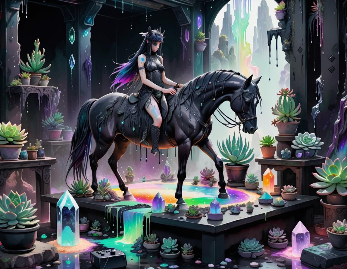 Gamer's Paradise: Pastel Goth Gaming Setup in Watercolor