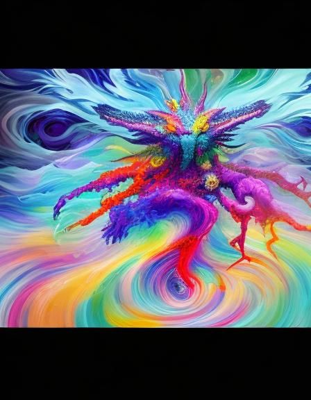 Surreal Creature in Dreamlike Landscape, Oil Painting