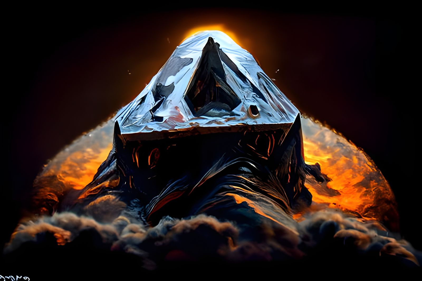 Glowing Pyramid in Solar Eclipse, Hyperdetailed Matte Painti...
