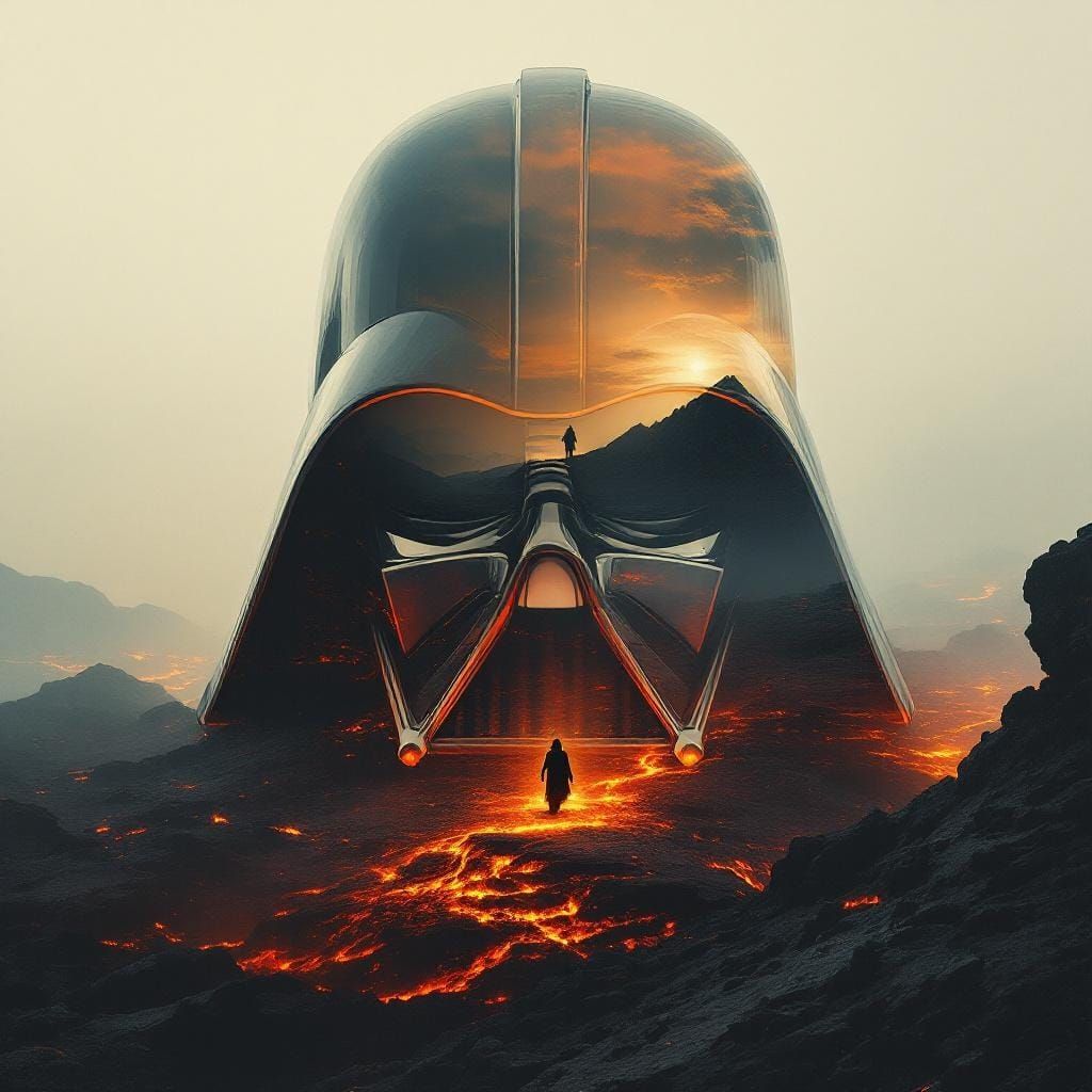 Darth Vader Double Exposure: Volcanic Landscape