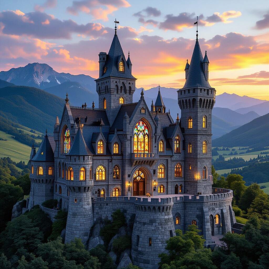 Majestic Renaissance Castle in Mountainous Countryside