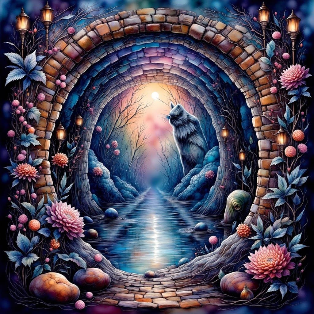 Mysterious Blown Glass Tunnel with Enchanted Creature