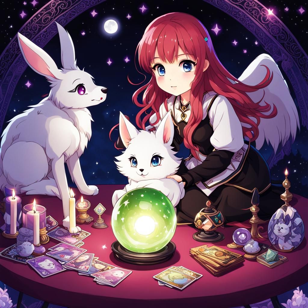 Psychic Rabbit Wolfie, Angel Red and Rabbit Moon