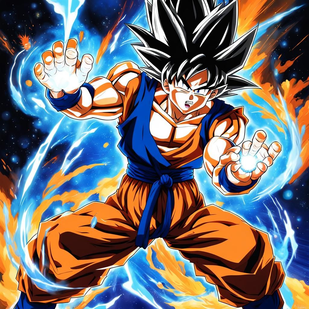 Goku's Kamehameha on Frieza in Anime Style