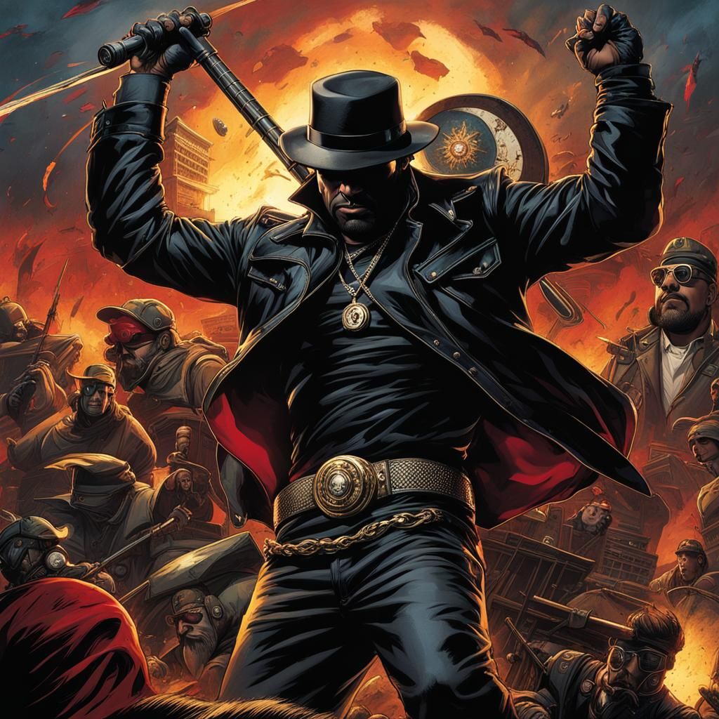 Dynamic Action Portrait with Bold Colors