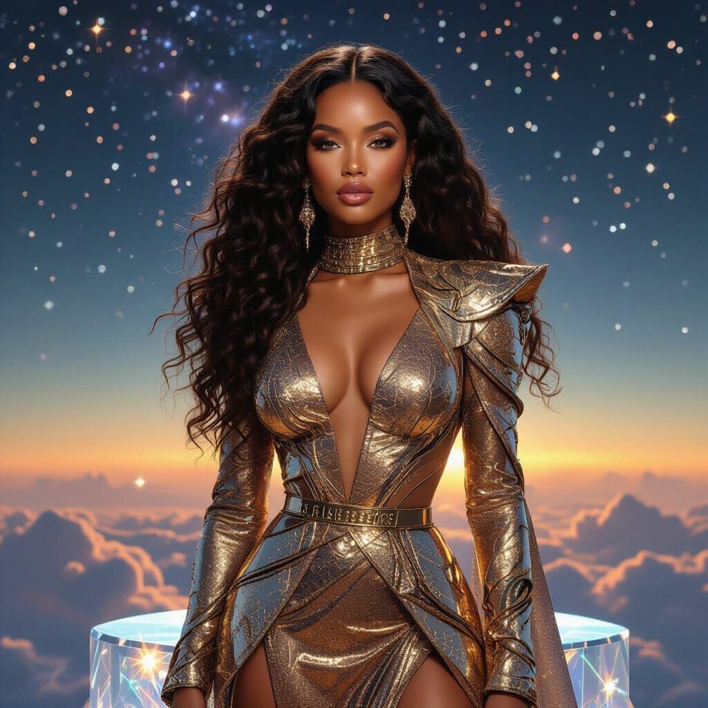 Regal African American Woman in Futuristic Haute Couture