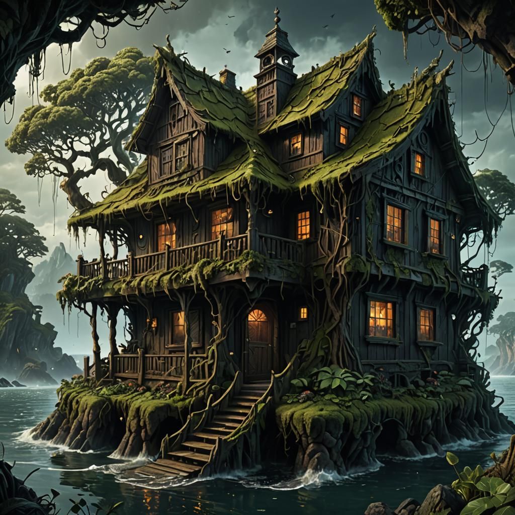 Fantasy Island House with Ornate Details