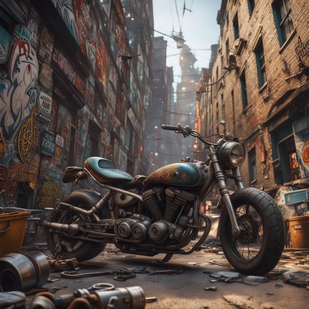 Urban Graffiti Art with Nautical and Racing Themes