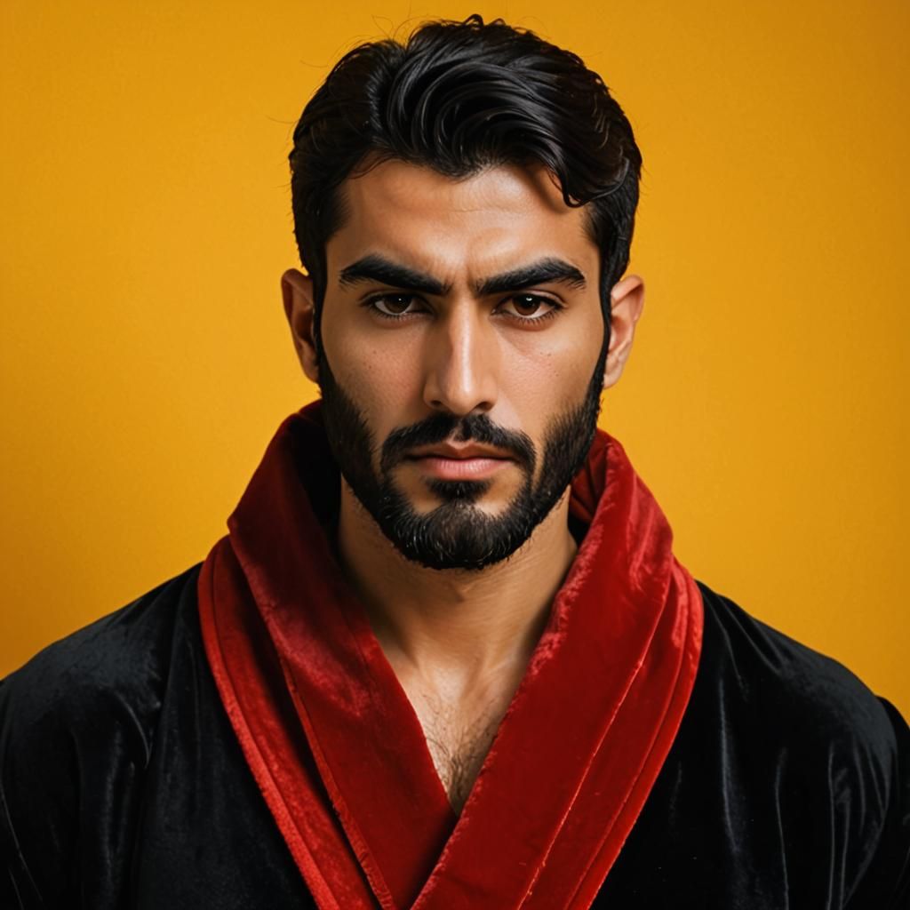 Pensive Man in Velvet Robe: Expressionist Impasto Painting