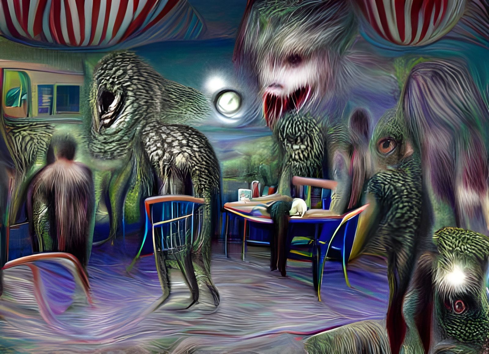 Cryptid Creatures Infest a Night Cafe